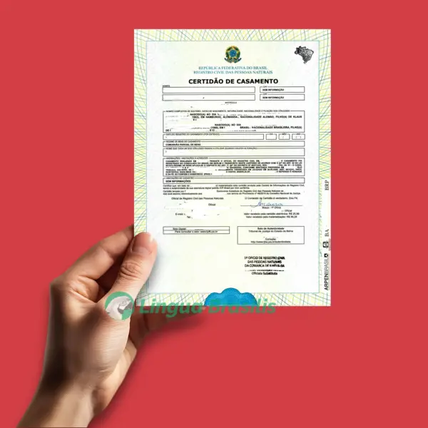 Certidão de Casamento eletrônica materializada em papel de segurança