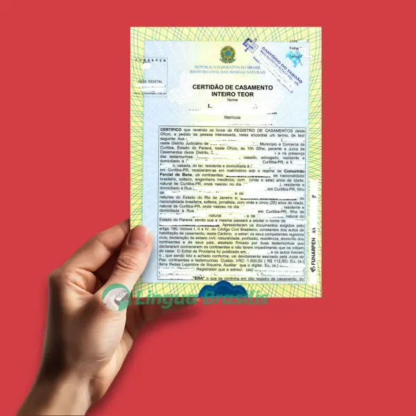 Certidão de Casamento em inteiro teor