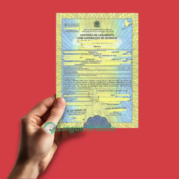 Certidão de Casamento com averbação de divórcio