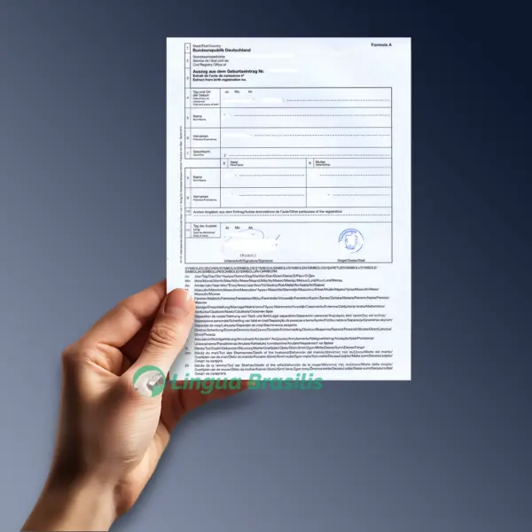 Certidão de Nascimento alemã como parte dos documentos para solicitar um visto de permanência no Brasil