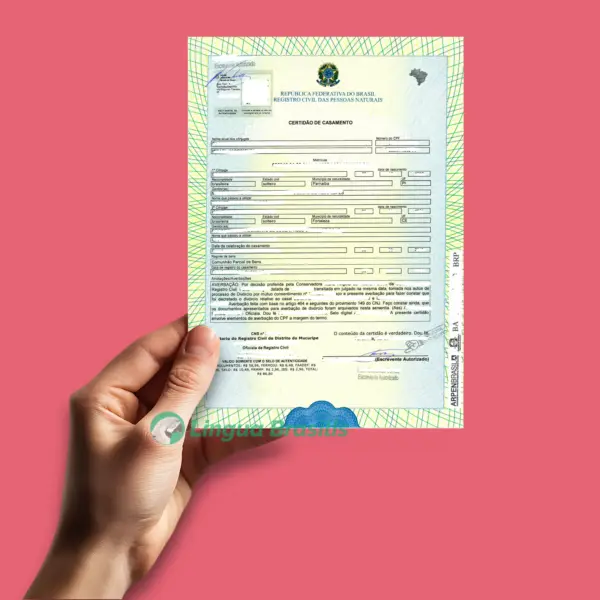 Brasilianische Heiratspapiere – Eheurkunde mit Scheidungsvermerk